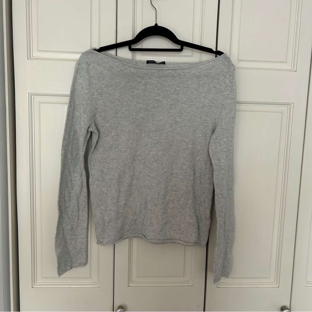 Gray Boat Neck Sweater